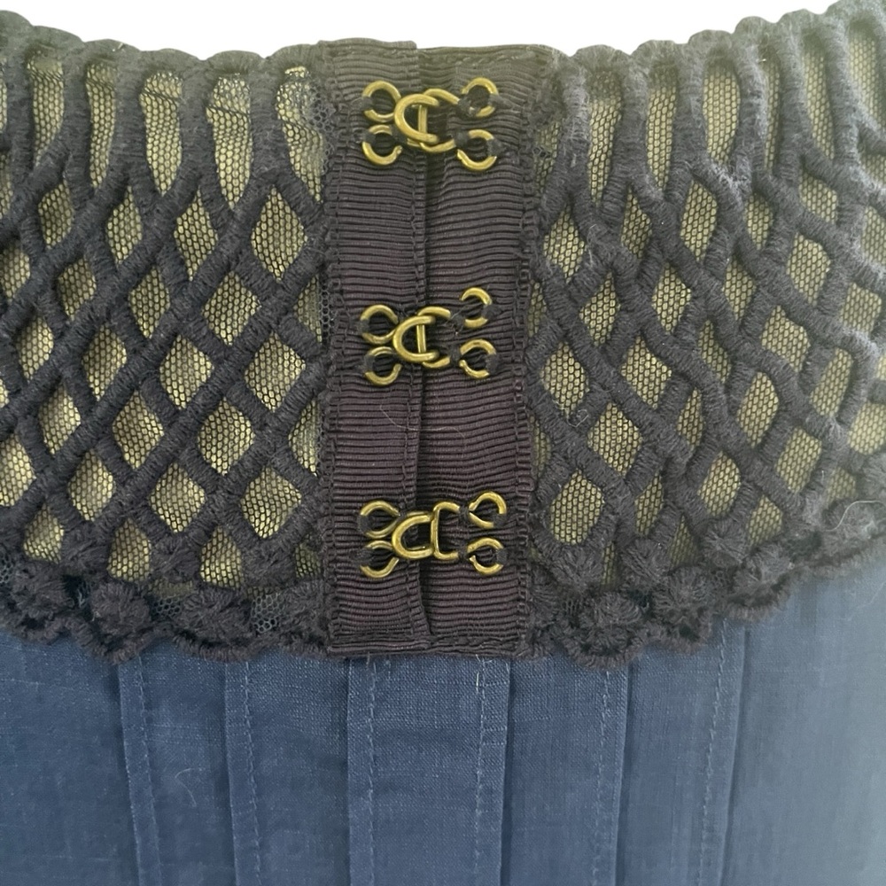 Floreat Navy Blue Crochet Yoke Mini Dress - Picture 9 of 13